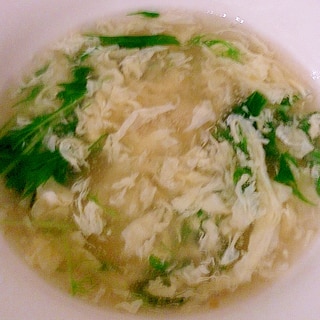 水菜と卵のトロトロ中華スープ